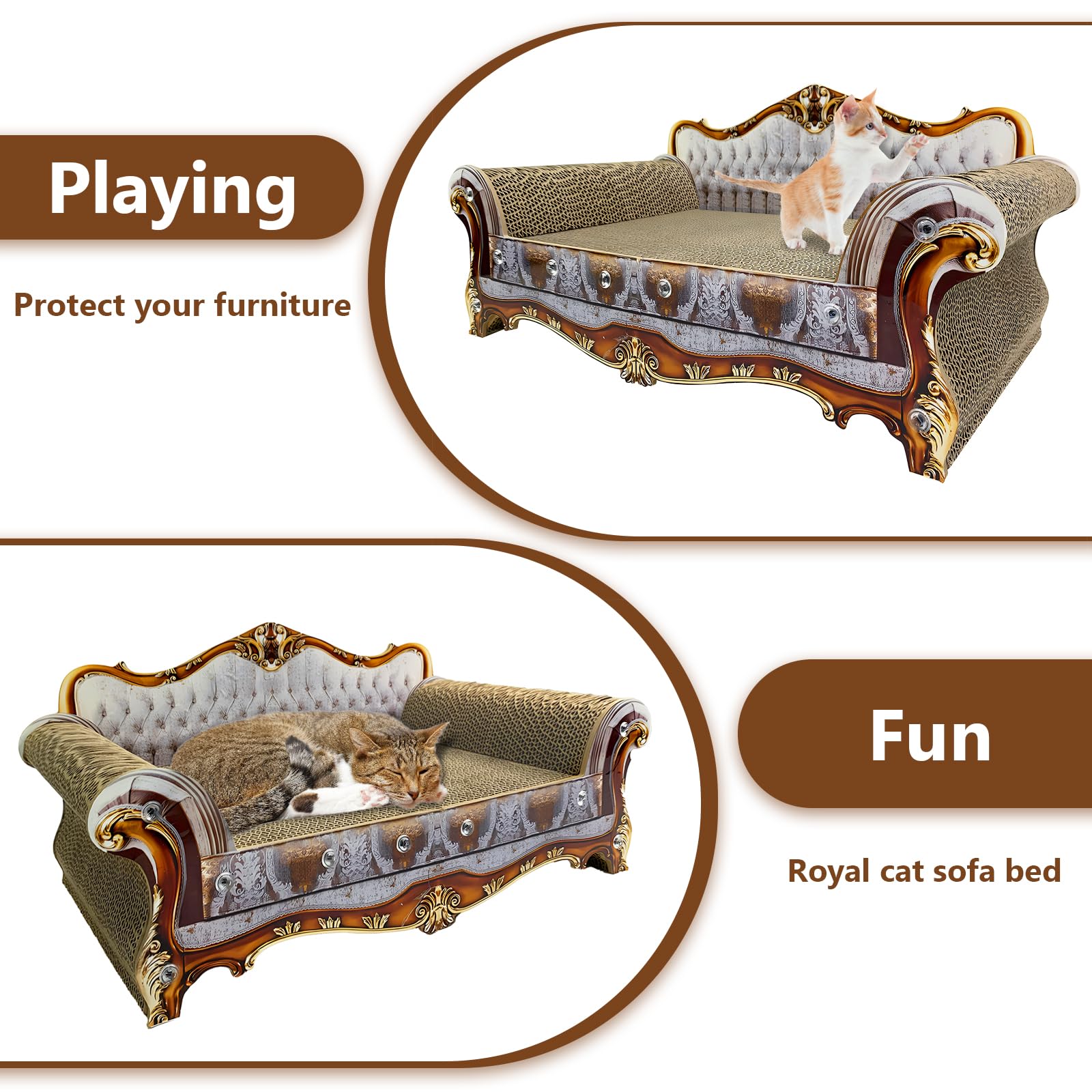 INRLKIT luxury cat scratcher sofa with catnip bonus inviting playful interaction