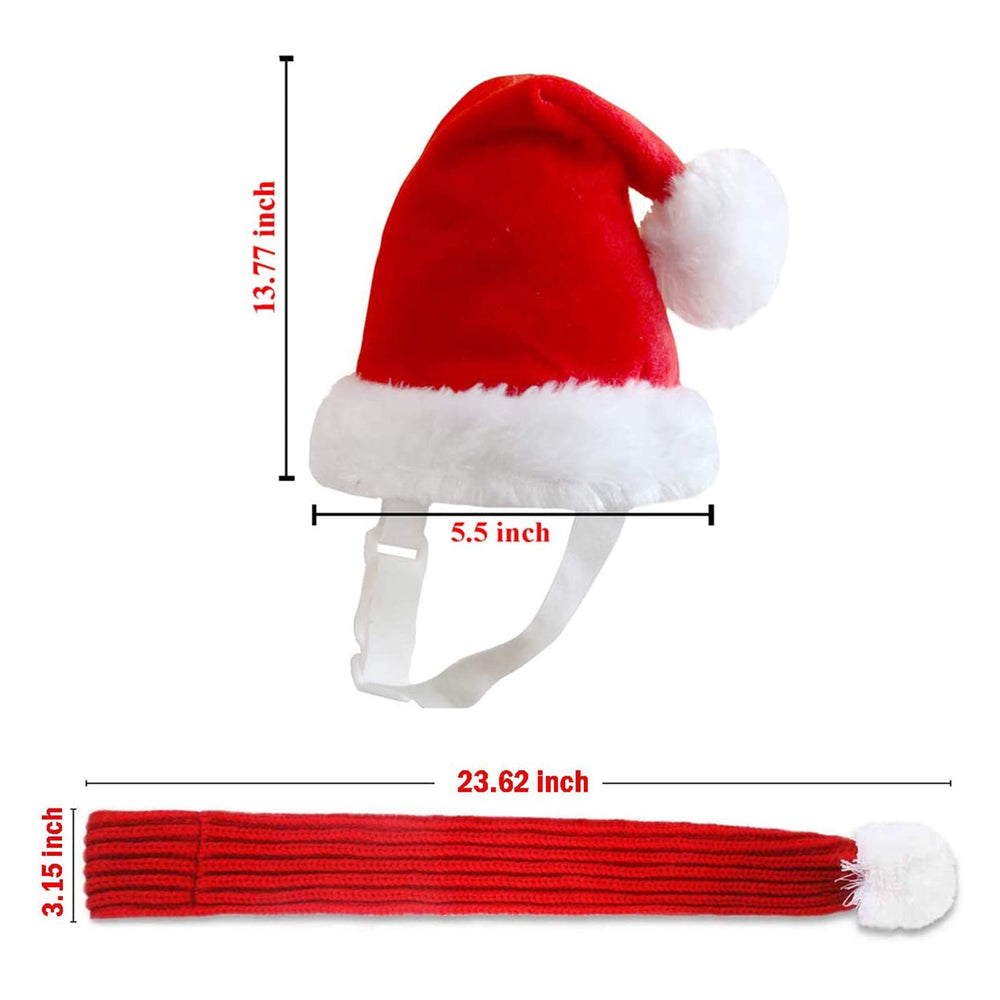 Inscape Data pet knit red scarf adds warmth.