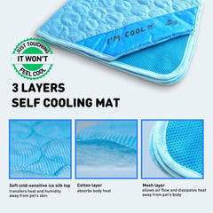 Close-up of ice silk top on INSPECTOR TAIL cooling mat demonstrating cooling texture.
