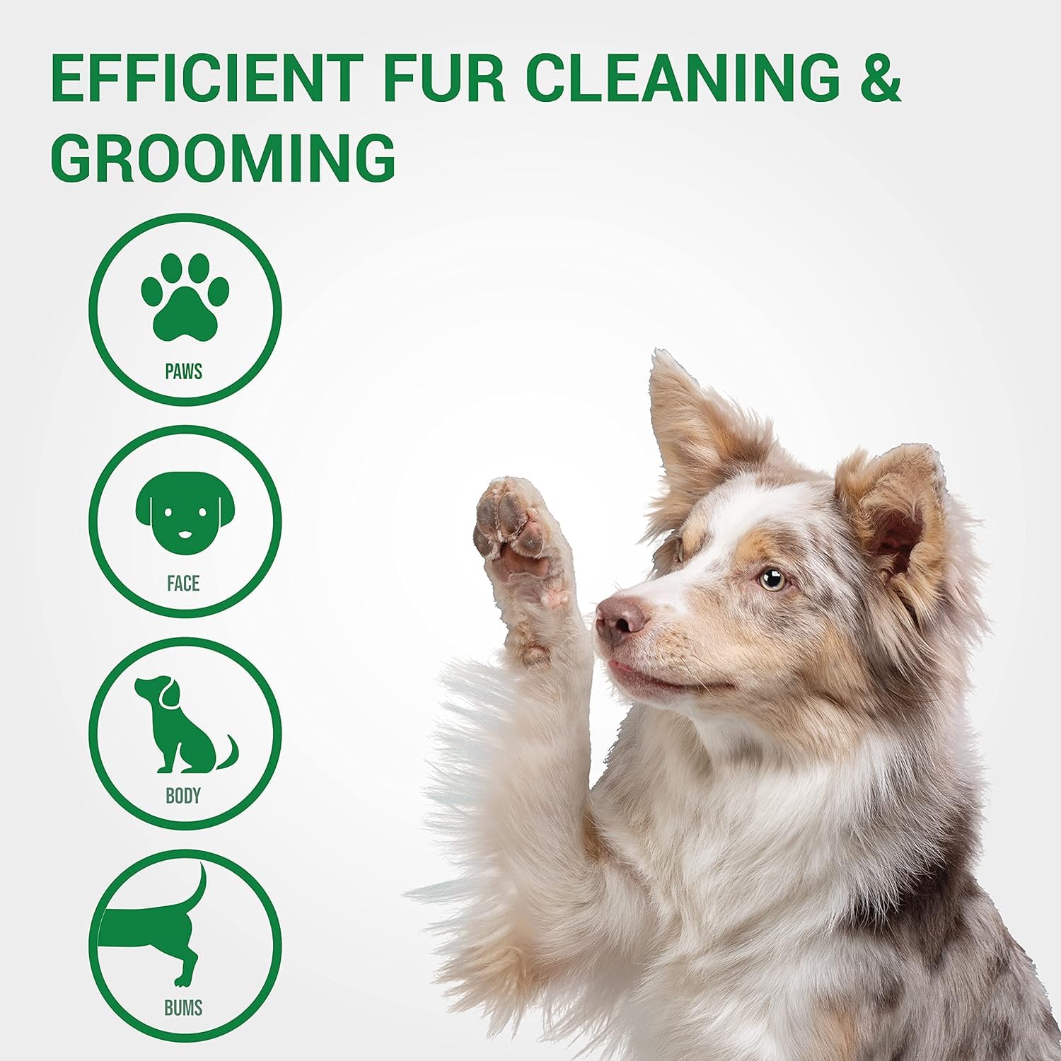 Inspire Naturals Pet Wipes with organic antioxidants for conditioning and care.