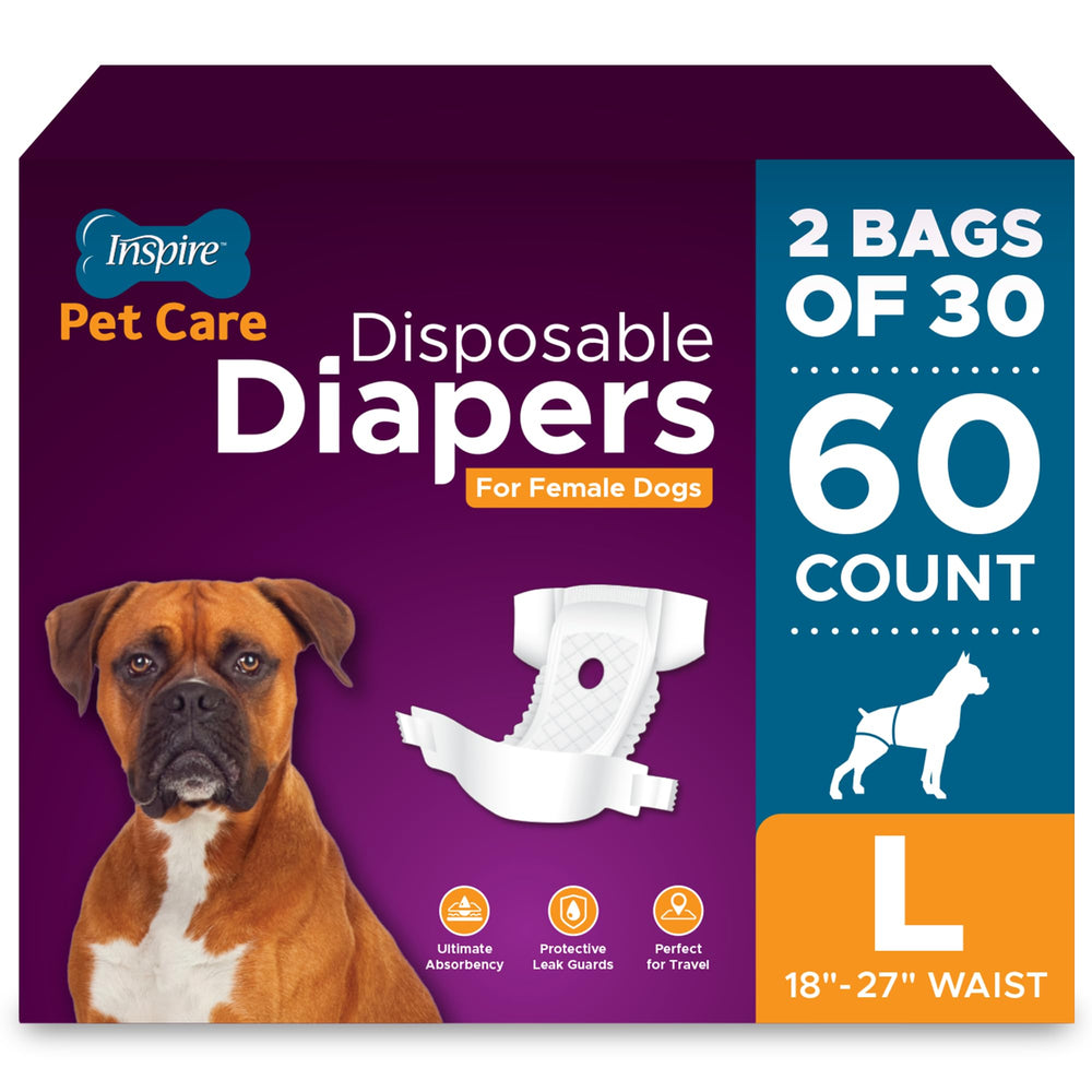 Inspire Pet Care dog diapers female pack front offers secure fit for training and protection.