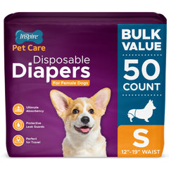 Inspire Pet Care dog diapers small packaging shows bulk value for restocking
