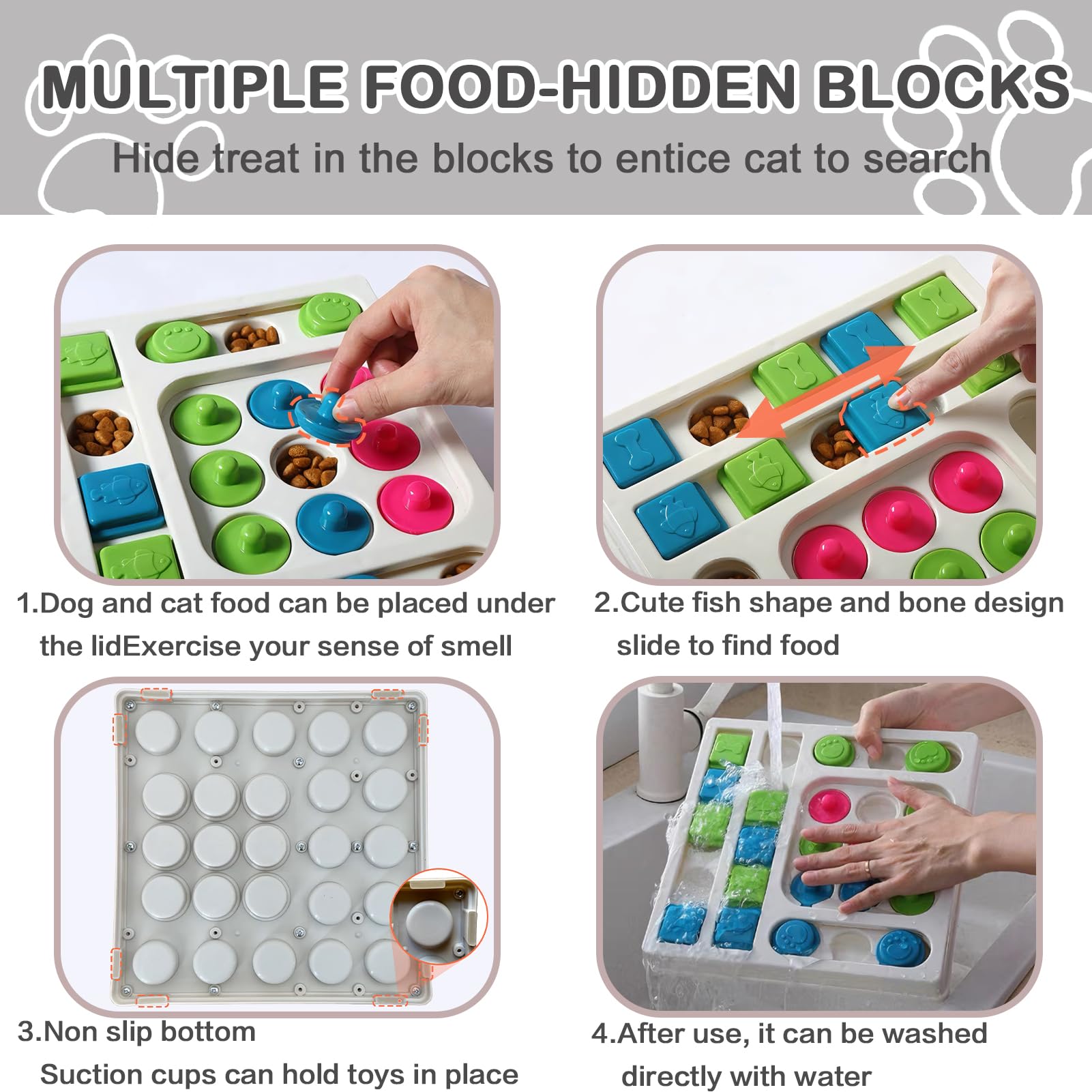 InsRakio cat puzzle feeder 25-holes design provides more challenges and fun