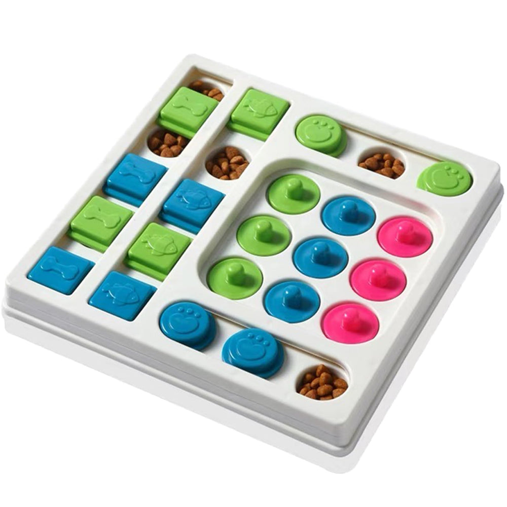 InsRakio cat puzzle feeder front view showing interactive maze for slow feeding and engagement