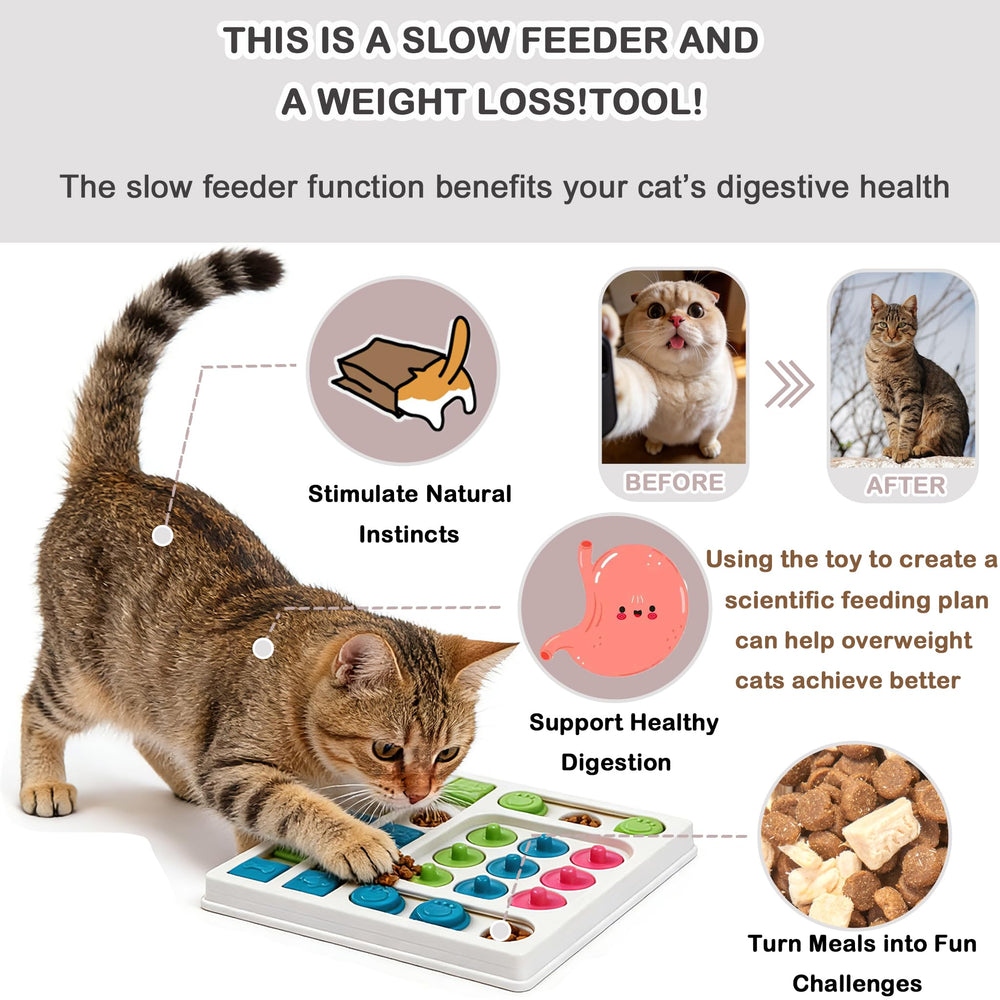 InsRakio cat puzzle feeder top view highlighting layered maze for mental stimulation