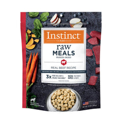 Instinct freeze-dried raw meals beef bag promotes lean muscles with high protein.