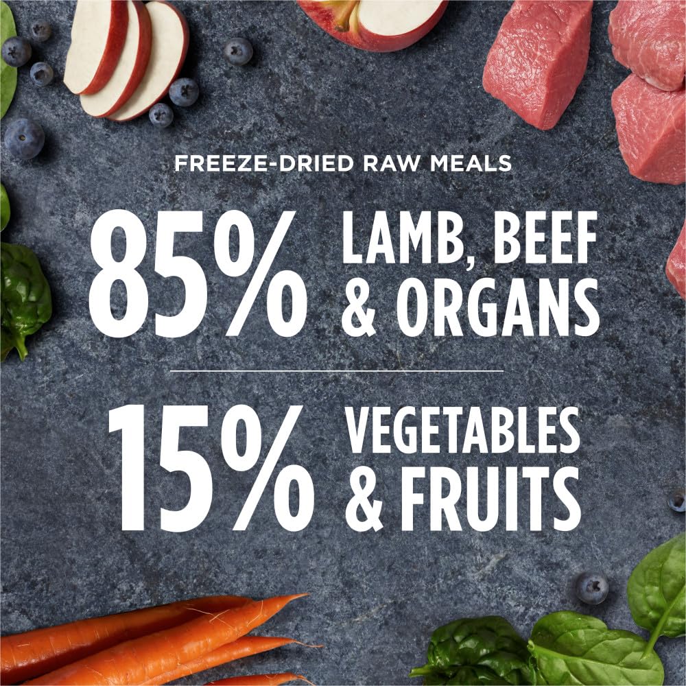 Instinct freeze-dried raw meals serving bowl demonstrates paw-friendly, shelf-stable nutrition.