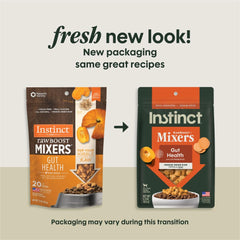 Instinct Raw Boost Gut Health Topper bag-open reveals texture ideal as a meal topper for dogs