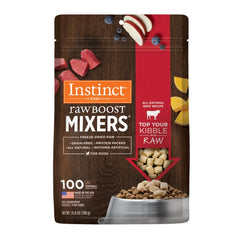 Instinct Raw Boost Mixers beef bag front view showcasing grain-free topper for meals