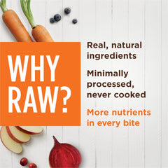 Instinct Raw Boost pumpkin and sweet potato closeup emphasizes fiber-rich ingredients