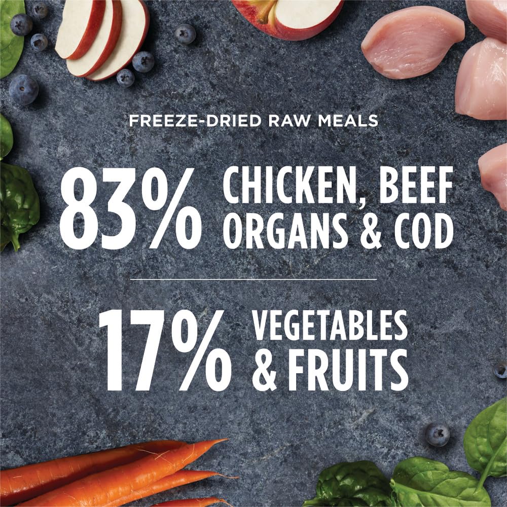 Instinct Raw Meals freeze-dried puppy chicken calcium phosphorus details highlight bone support.