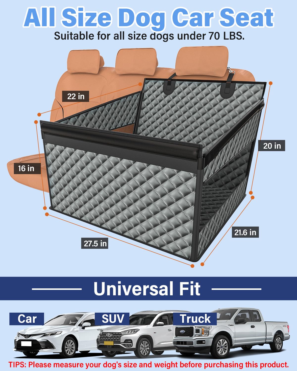 Instraella dog car seat built with waterproof-durable-materials to protect upholstery