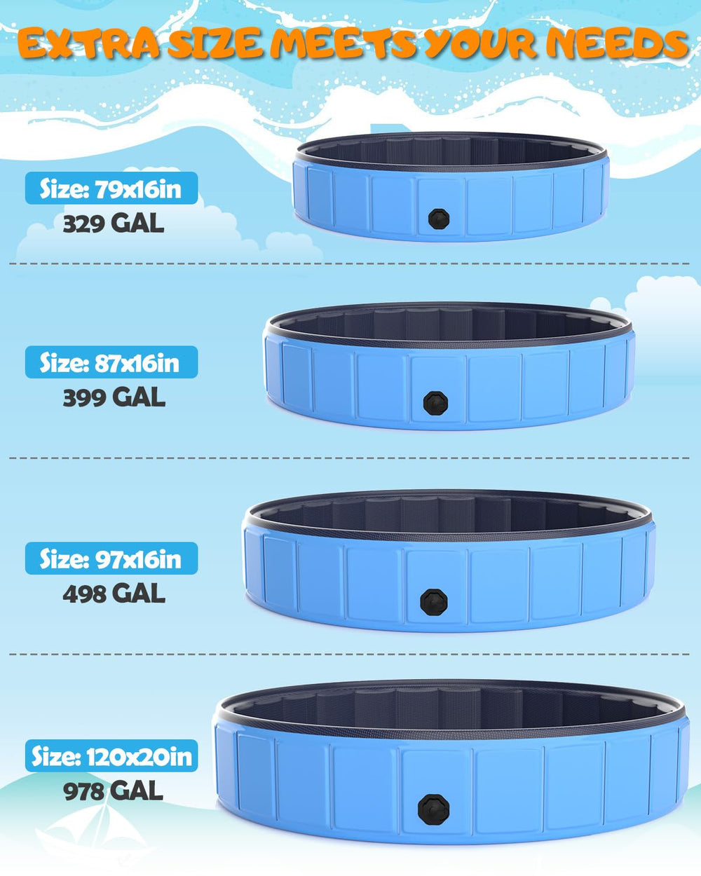 Instraella outdoor-use dog pool provides a reliable splash zone for pets.