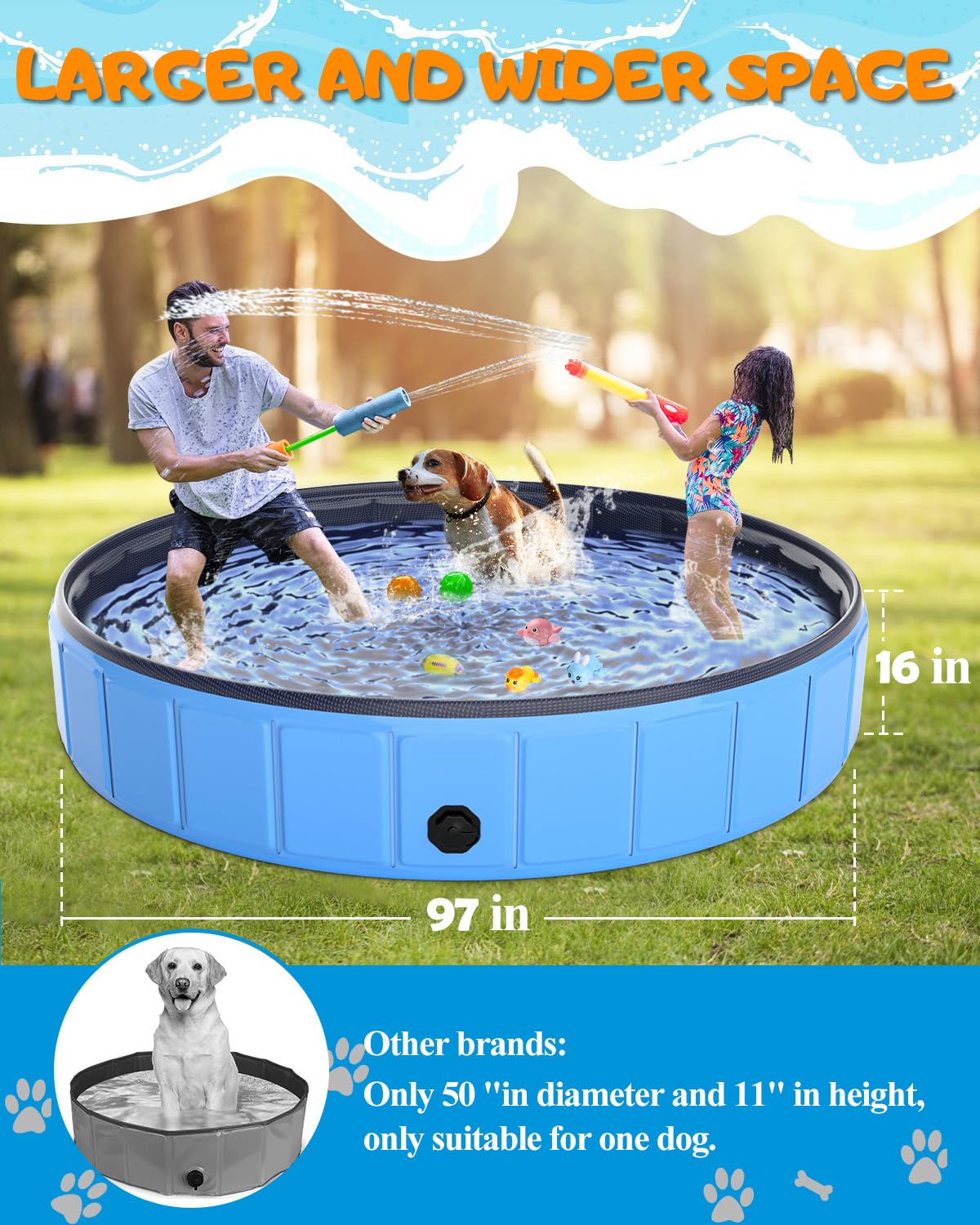 Instraella large dog pool uses durable materials for long-lasting outdoor fun.