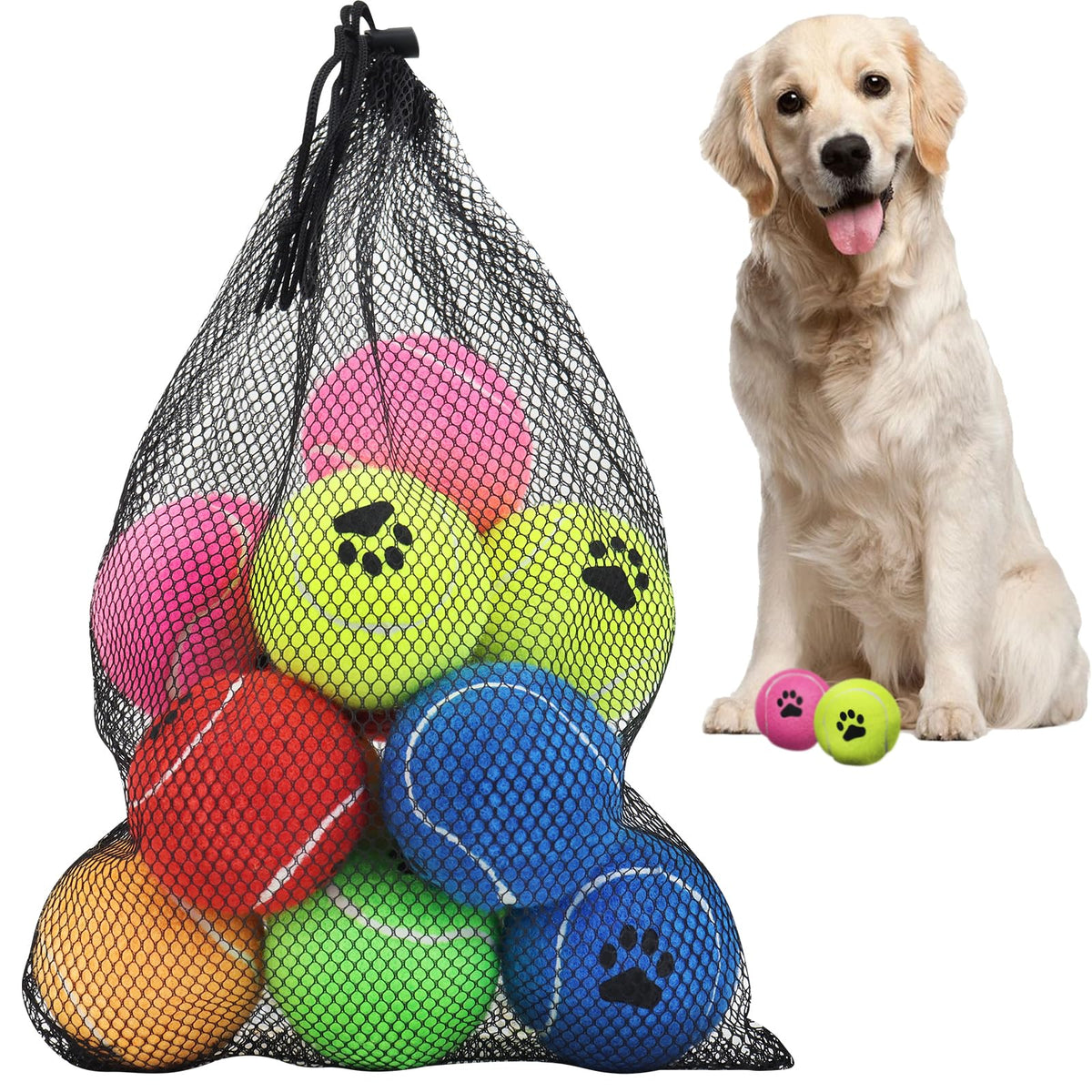 INSUM bulk tennis balls for dogs multicolor pack ideal for fetch and backyard training.