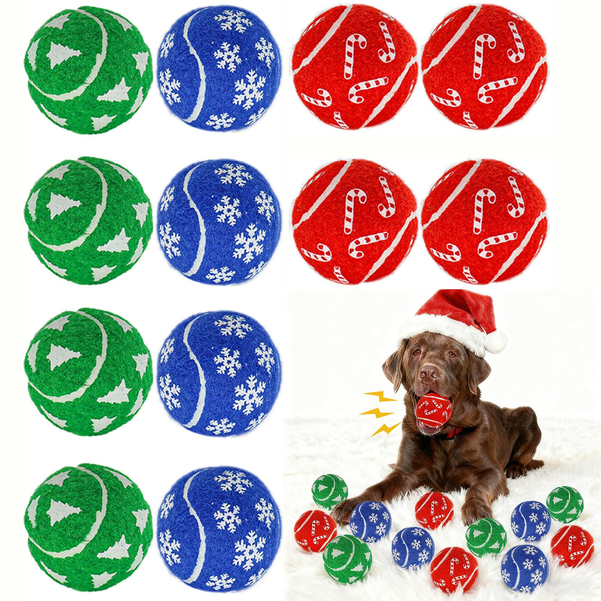 INSUM Christmas dog balls 12-pack for festive indoor fetch and décor.