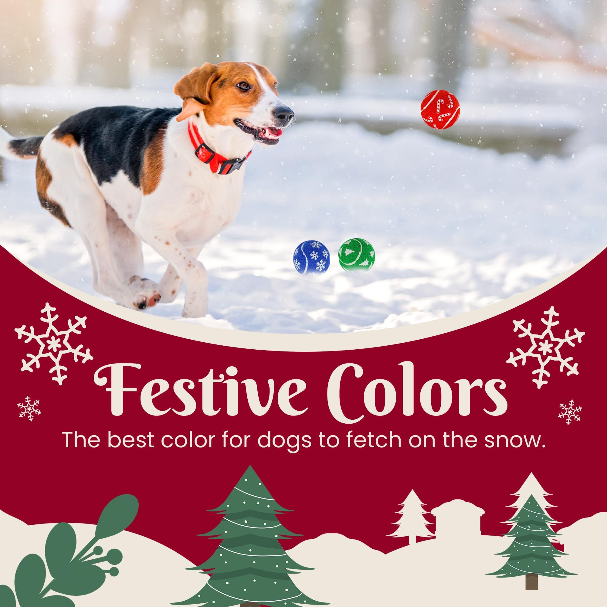 INSUM Christmas dog balls with snowflake design for holiday indoor play