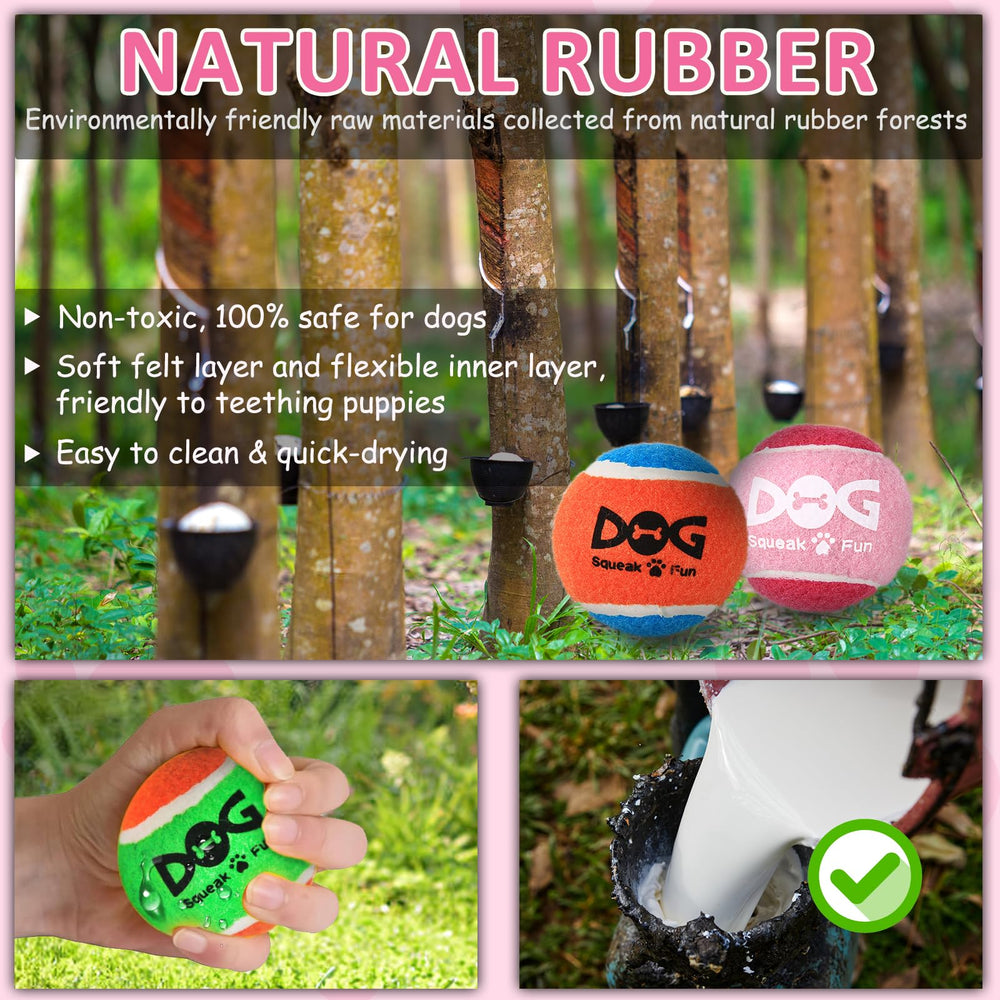 INSUM Pink Squeaky Tennis Ball in use with different breeds—versatile fun.