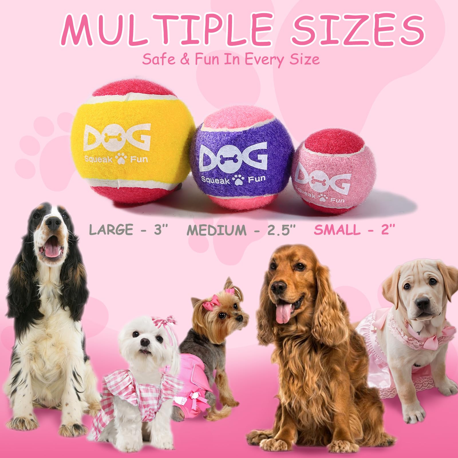 INSUM Pink Squeaky Tennis Ball outdoor fetch—high-visibility for quick spotting.