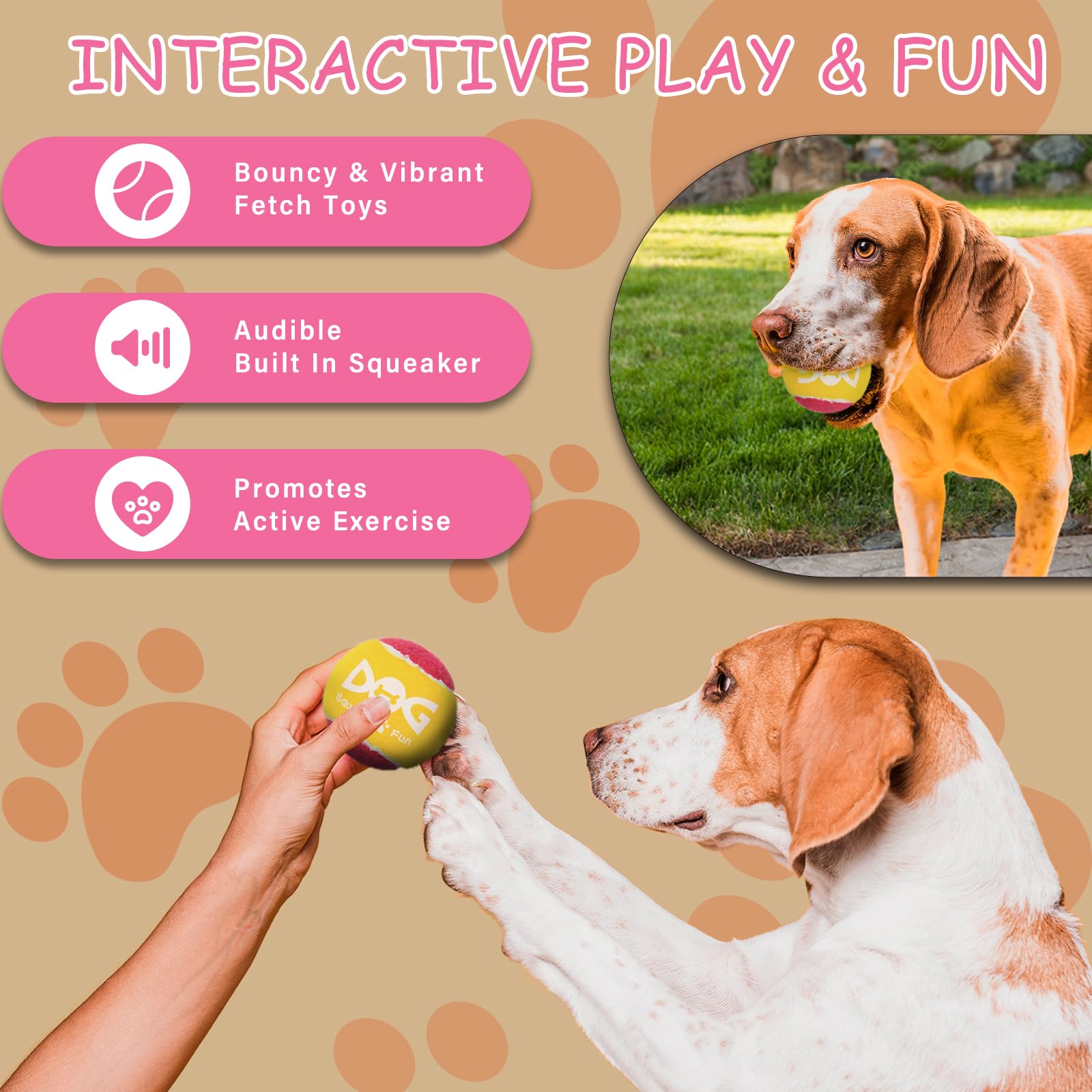 INSUM Pink Squeaky Tennis Ball water-friendly—floats for splashy play.