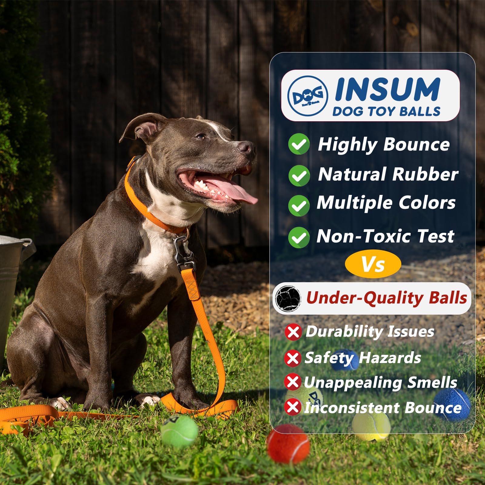 INSUM squeaky ball in outdoor play scene for versatile weather use