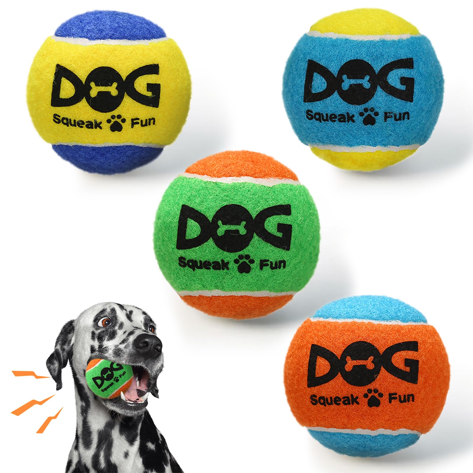INSUM squeaky balls main image shows vibrant dog toys for durable fetch sessions.