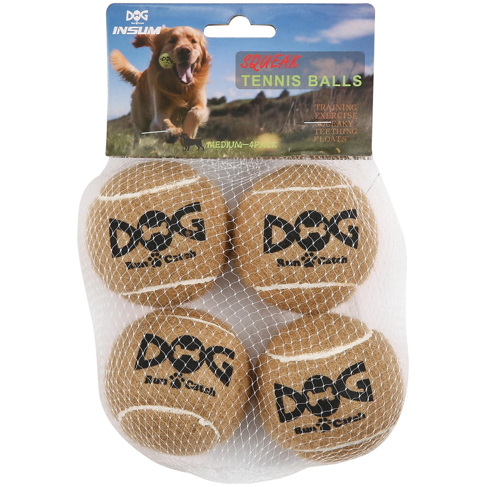INSUM squeaky dog balls brown 2.5 inch pack for fetch play