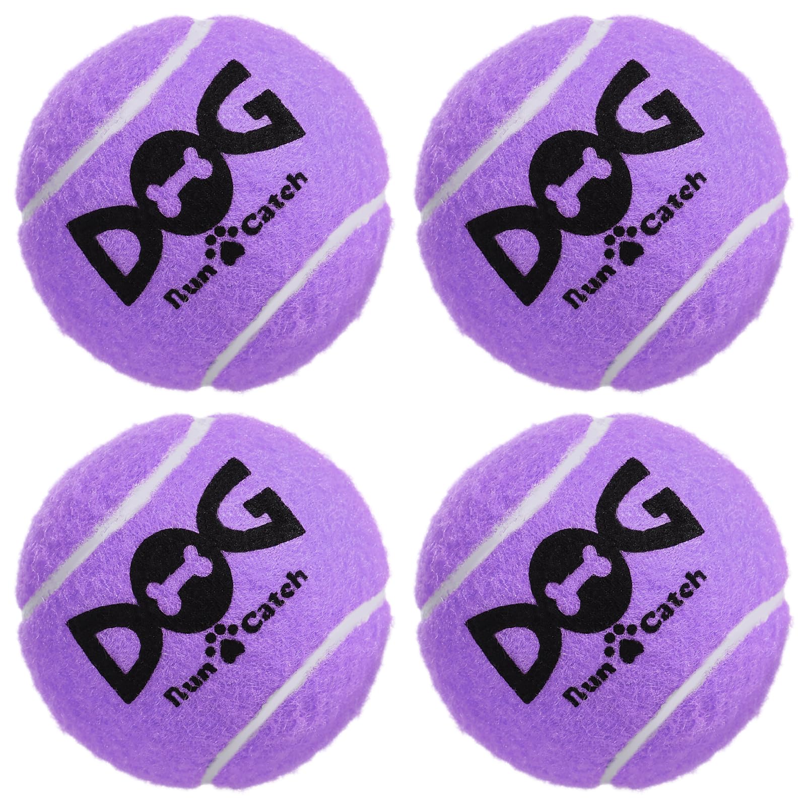 INSUM Squeaky Dog Balls purple closeup shows the integrated squeaker for added playtime excitement.