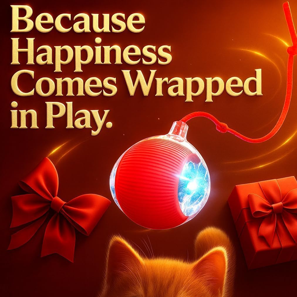 Interactive Cat Ball Red ideal for indoor cats seeking active entertainment.