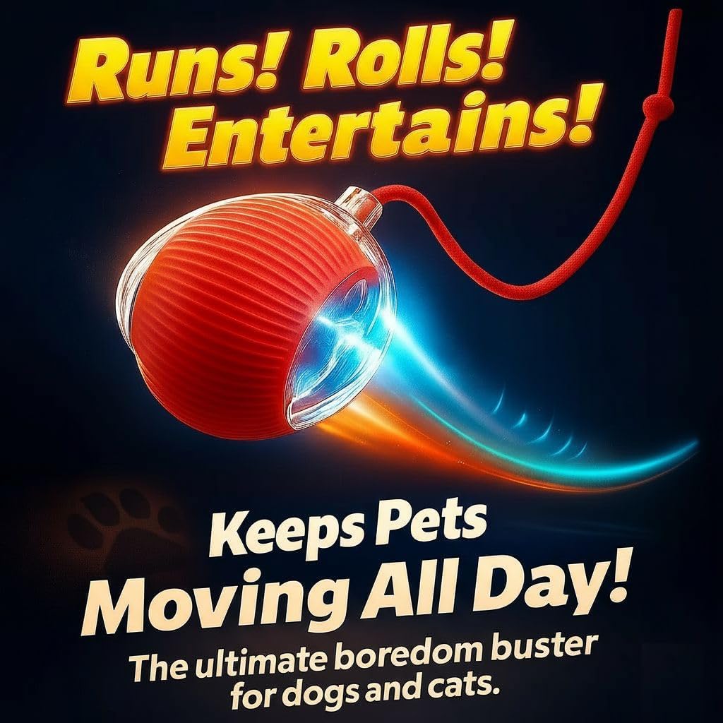 Interactive Cat Ball Red rolling action demonstrates hunting-like play for curious cats.