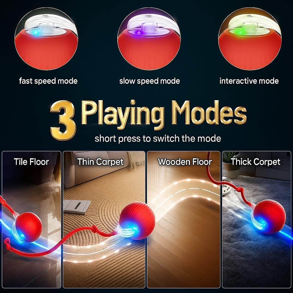 Interactive Cat Ball Red motion sensors guide spontaneous direction changes.