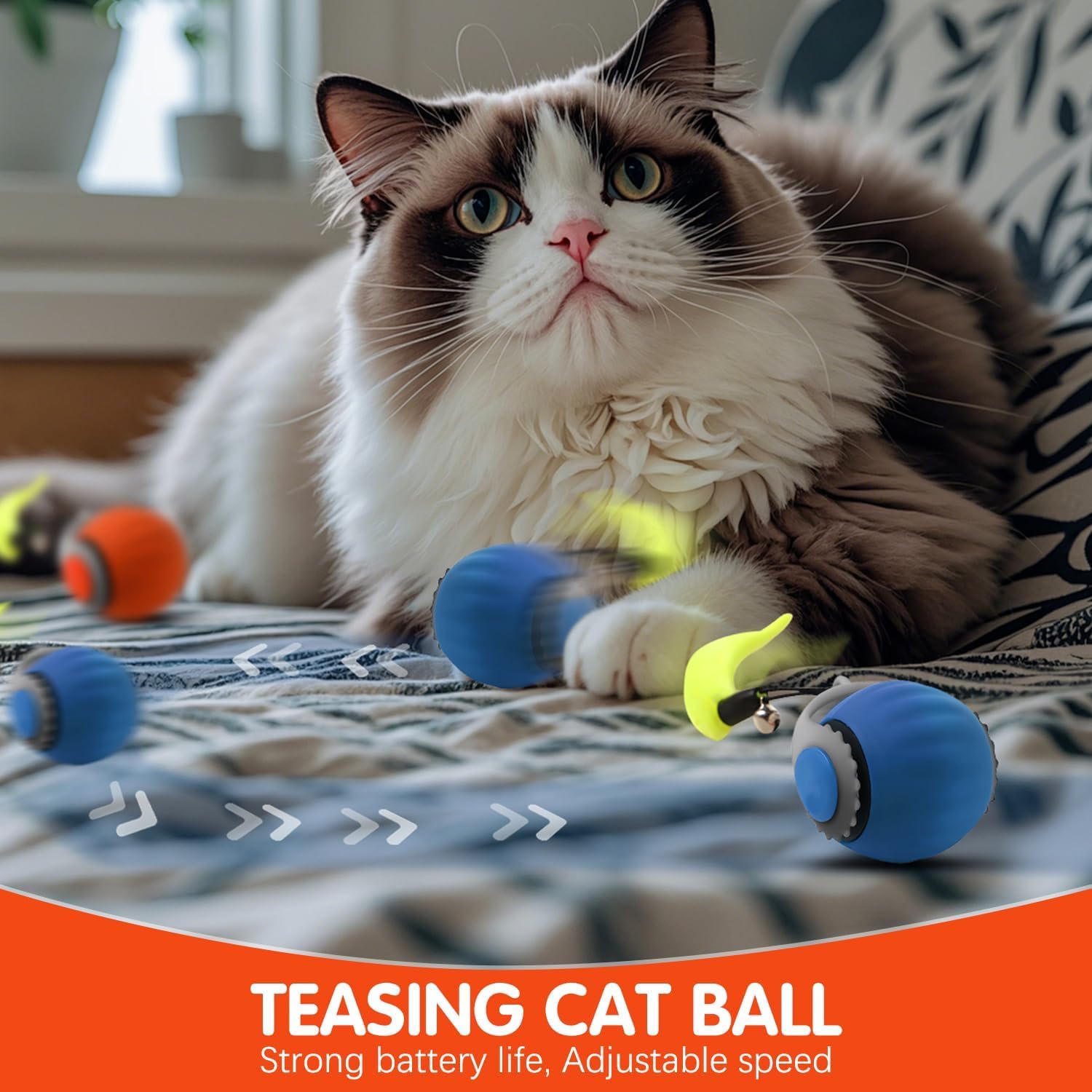 Interactive cat ball surface-compatibility emphasizes a stylish, easy-to-clean design.