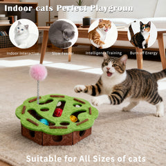 Interactive Cat Puzzle Toy maze close-up shows flower-shaped multi-track design.