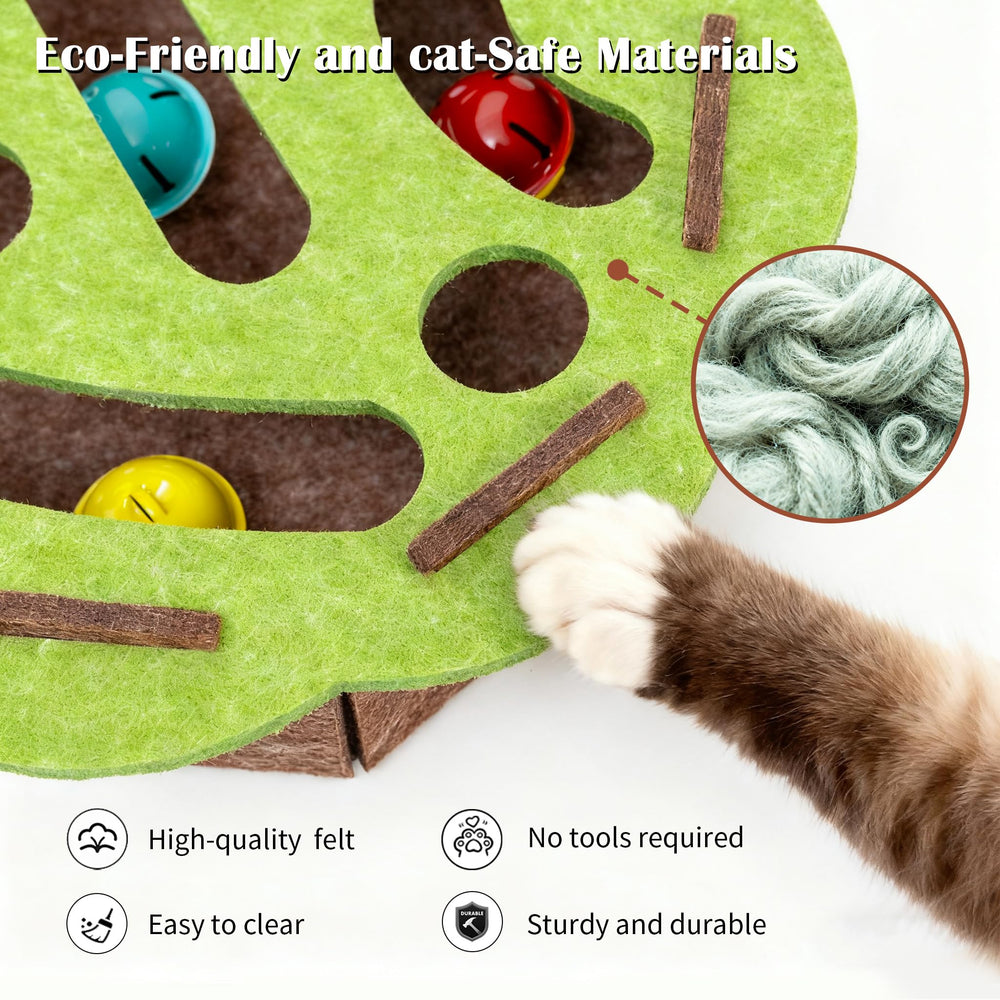Interactive Cat Puzzle Toy soft felt surface is paw-friendly and easy to clean.