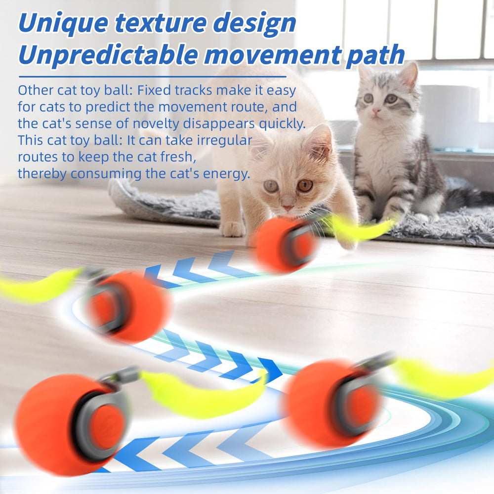 Interactive cat toy ball uses smart obstacle avoidance to prevent getting stuck.