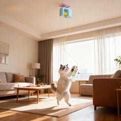 interactive-cat-toy room-scene shows two mounting options for flexible indoor play.