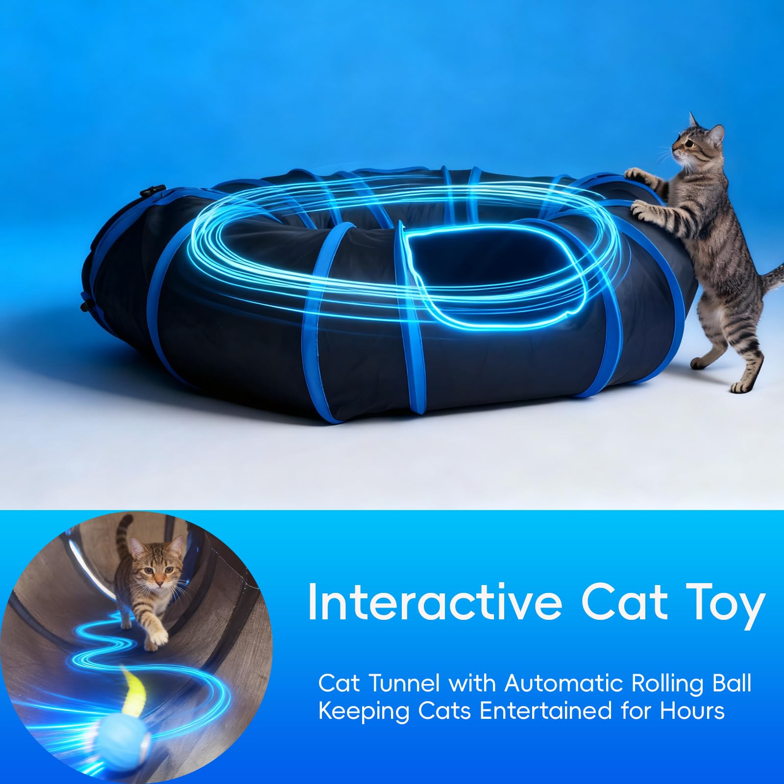 Interactive Cat Toys ball in tunnel engages curious cats during play sessions