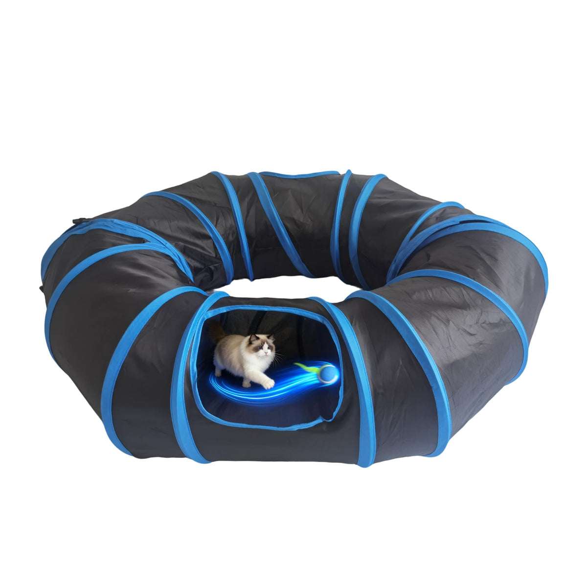 Interactive Cat Toys tunnel-assembly enables quick setup for indoor playtime