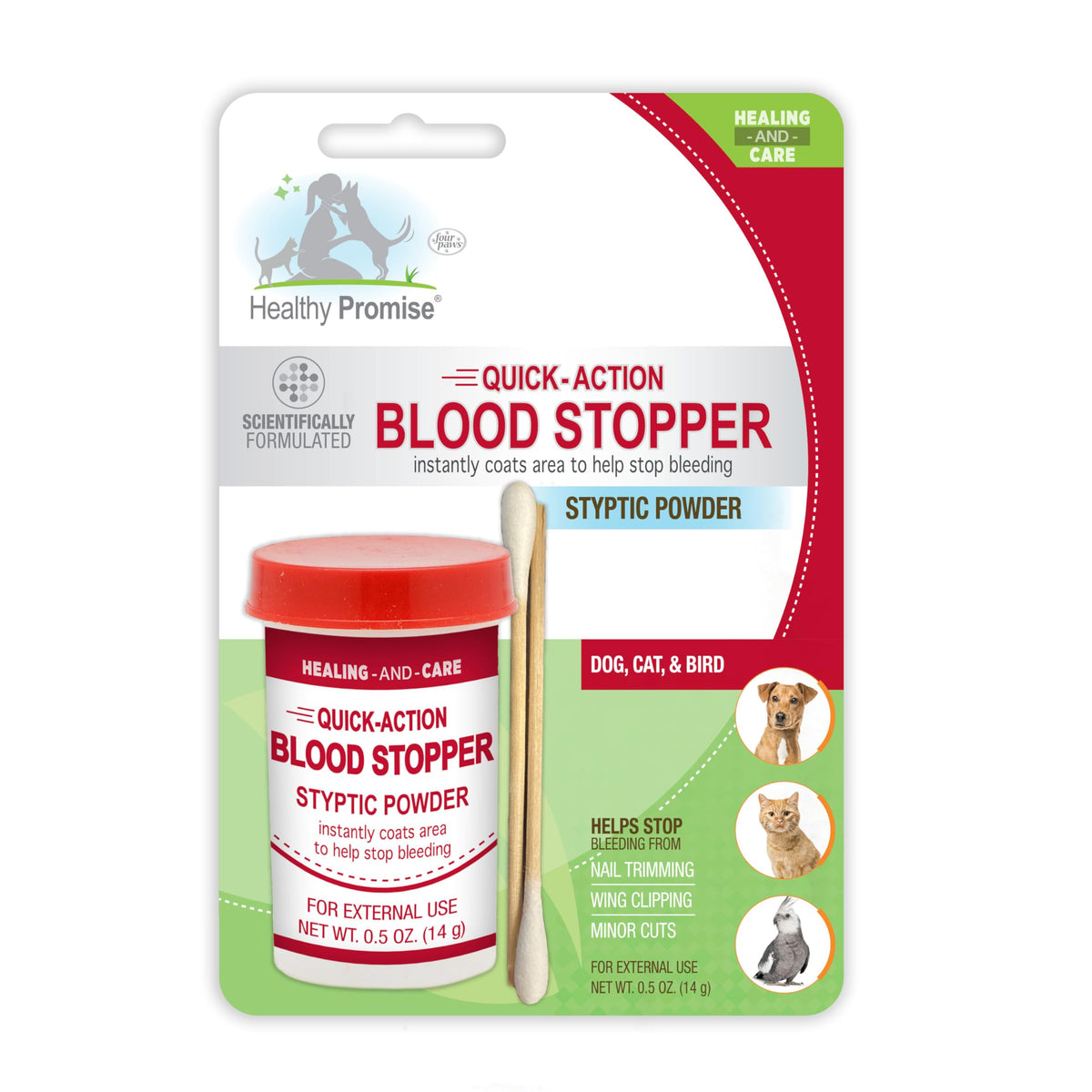 Interpet Four Paws Quick Action bottle close-up shows 0.5 oz size for quick care.