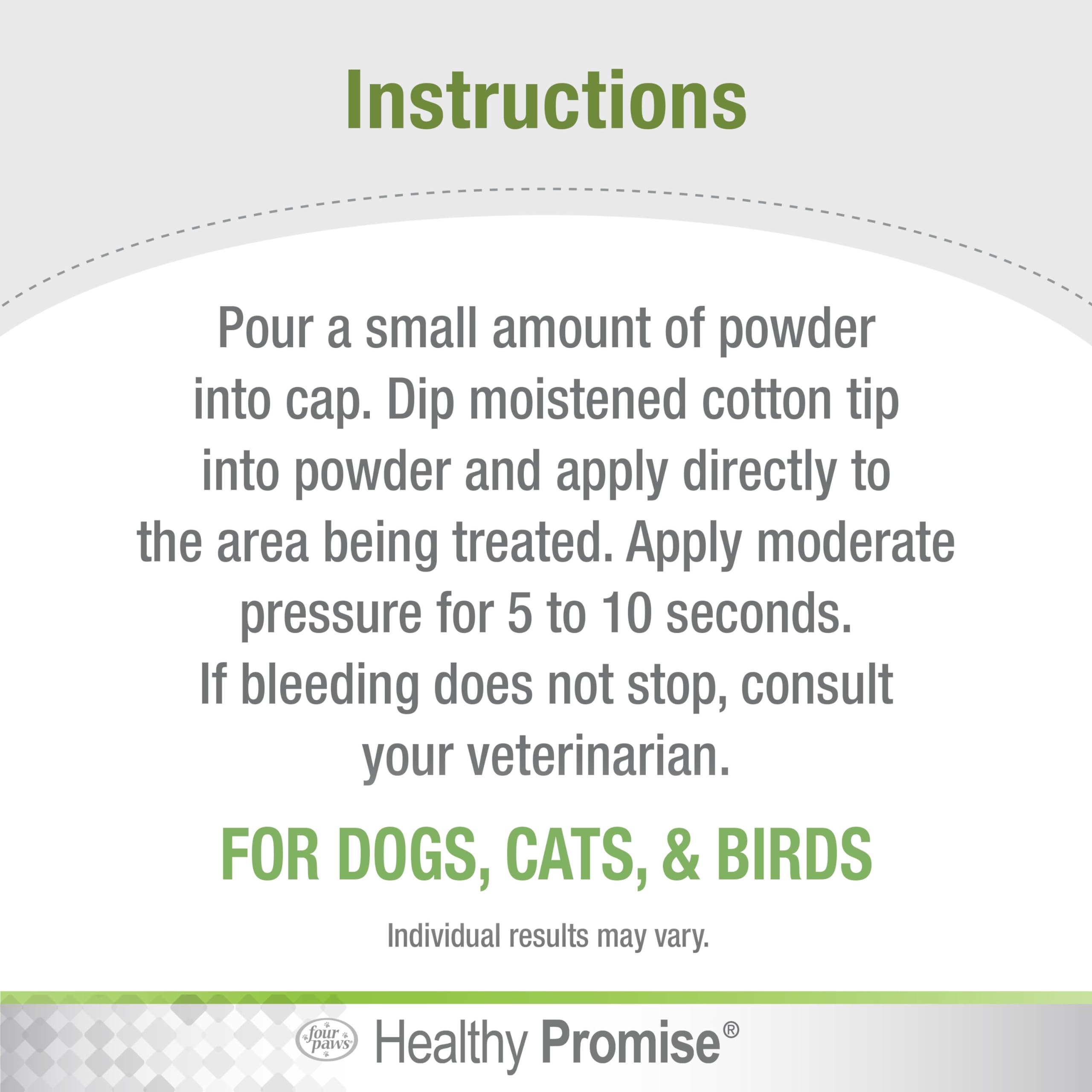 Interpet Four Paws Quick Action used on a dog nail trimming to control bleeding.