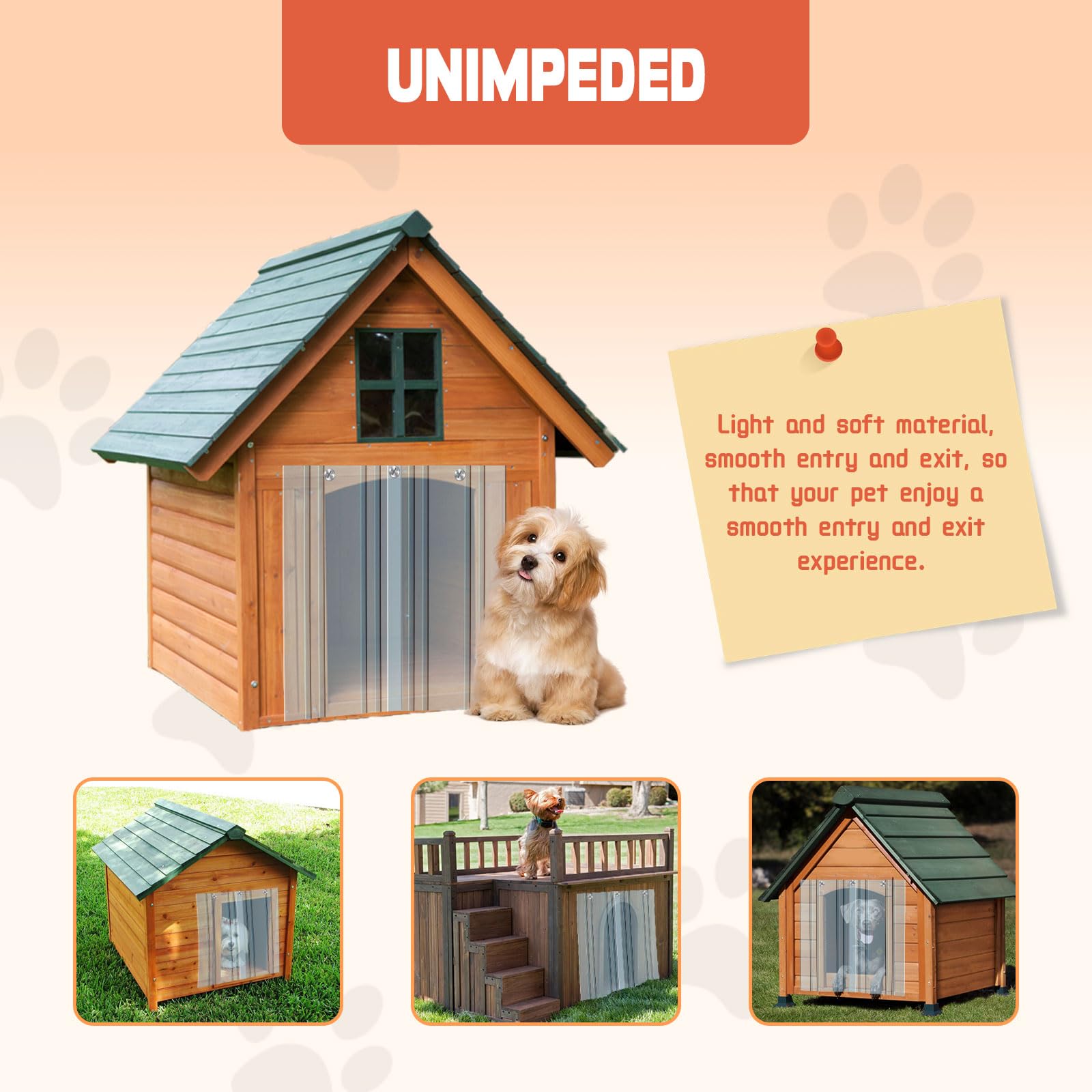 InTrans dog door flap compatible-dog-house focuses on snug fit across dog houses and kennels.