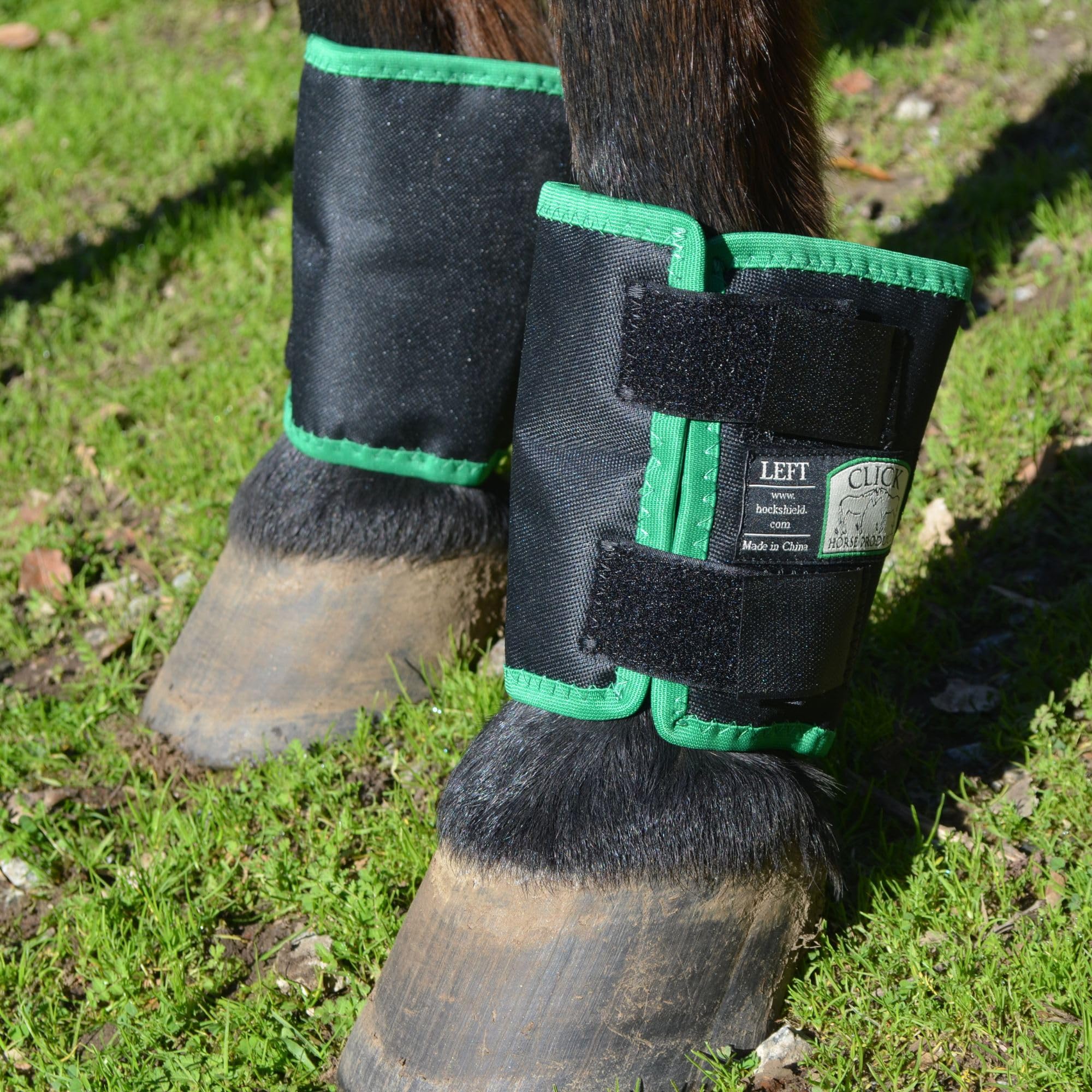 Intrepid Click Fetlock Shield paired boots prevent bed sores in stalls.