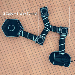 INTURN cat furniture tent features a 3-way tunnel for flexible routes.