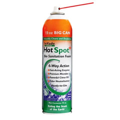Invade Hot Spot + IHSF019 bottle for fast-acting enzymatic cleaning of organic debris.
