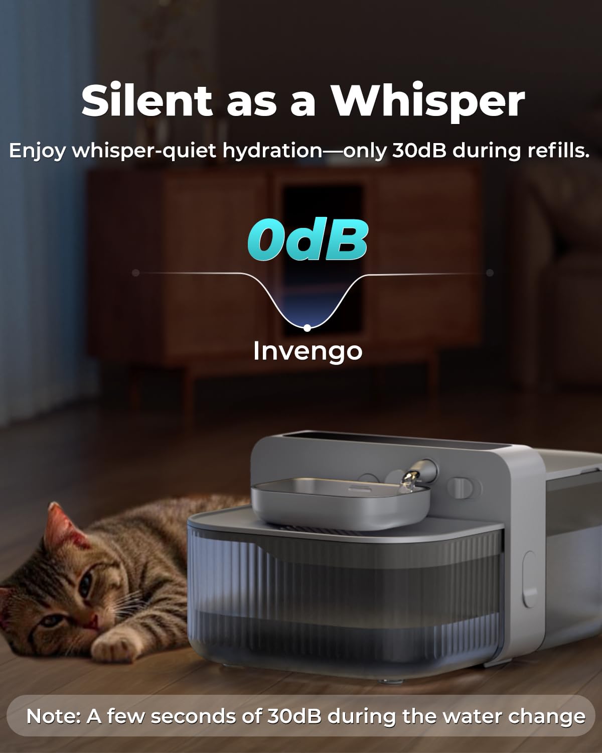 Invengo 3000mAh battery powering cordless fountain operation