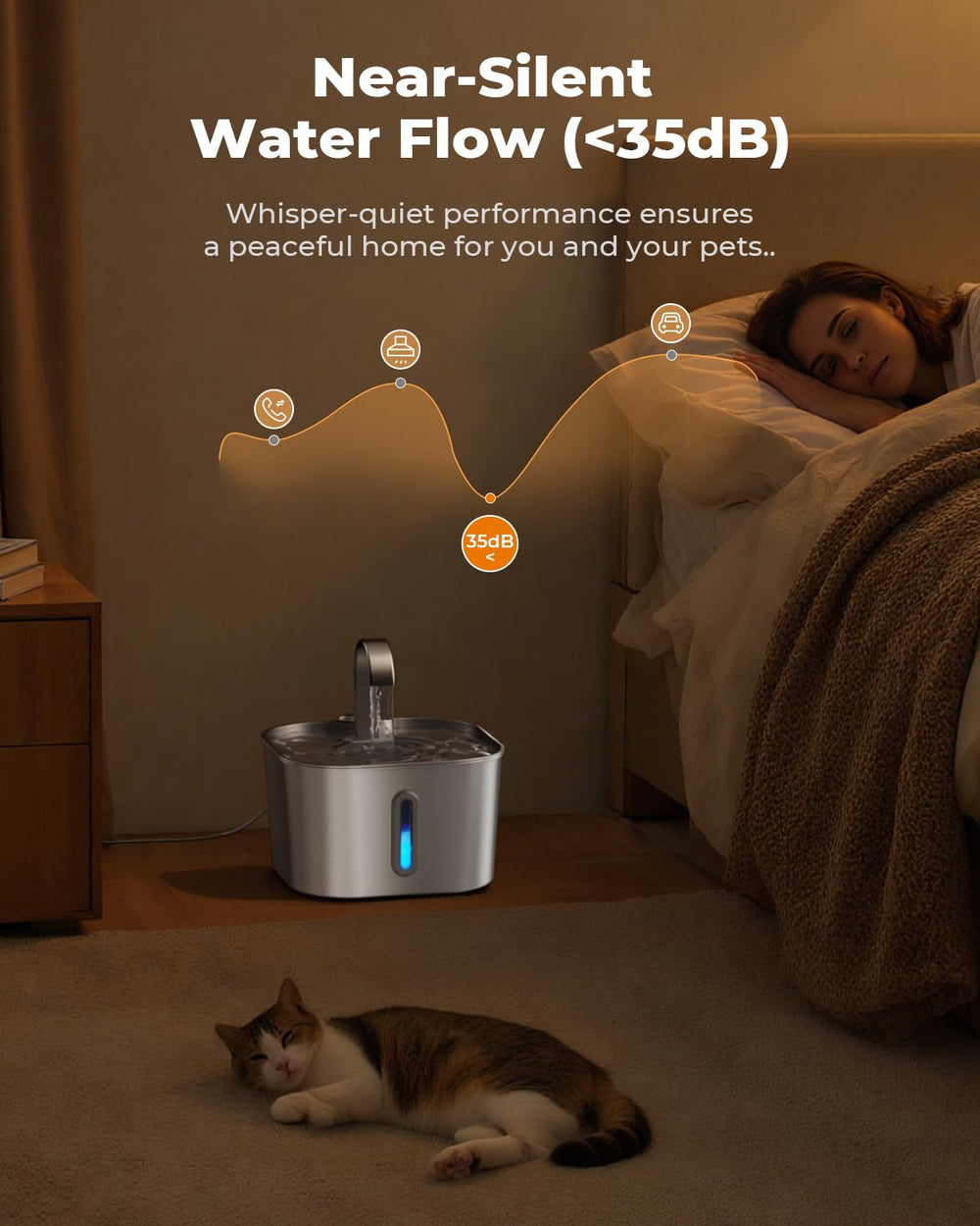 Invengo 5-stage filtration close-up highlights odor reduction and purified water