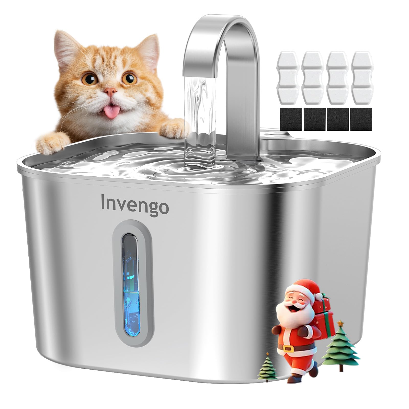 Invengo cat water fountain assembly view shows easy setup for pet hydration