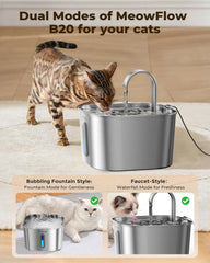 Invengo cat water fountain 74oz capacity shown with full reservoir for multi-day hydration