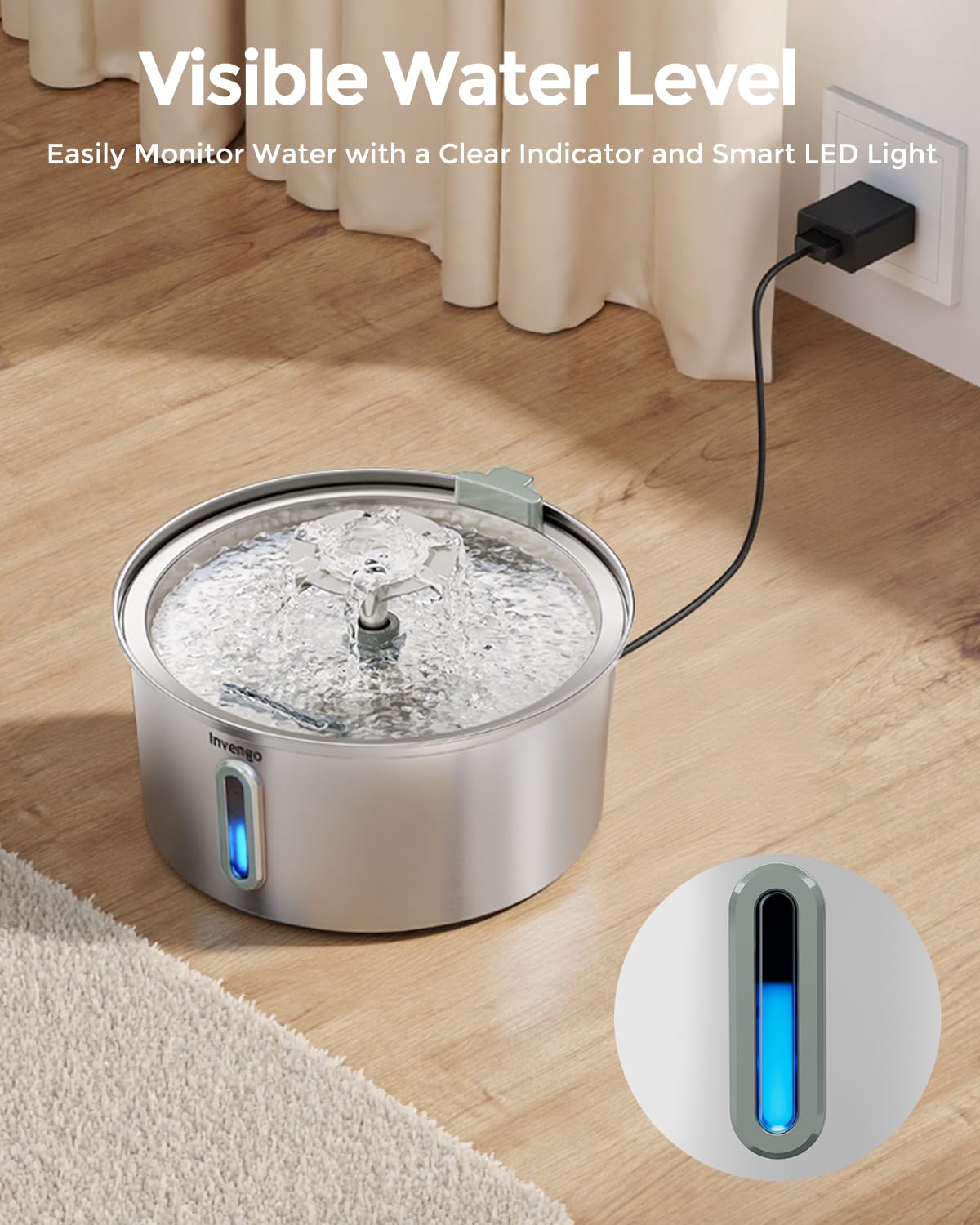 Invengo cat water fountain easy-clean modular design for quick disassembly and cleaning