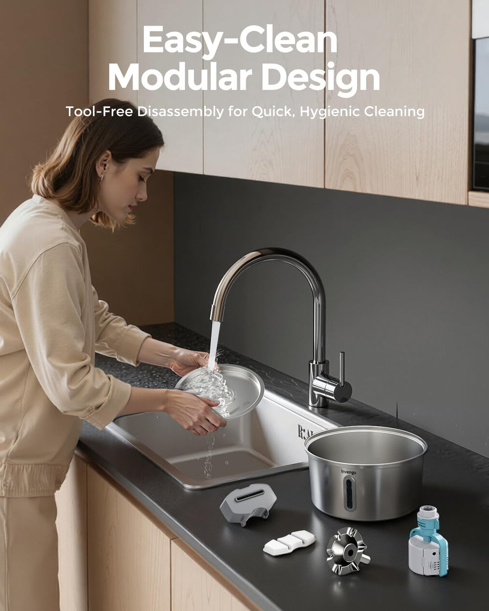 Invengo cat water fountain in multi-pet home keeps pets hydrated
